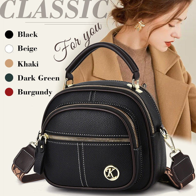 Classic Multifunctional Compartments Adjustable Wide Shoulder Strap PU Leather Crossbody Bag