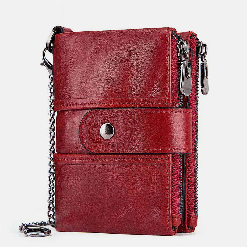 GenuineLeather Anti-theft Retro Wallet With Chain