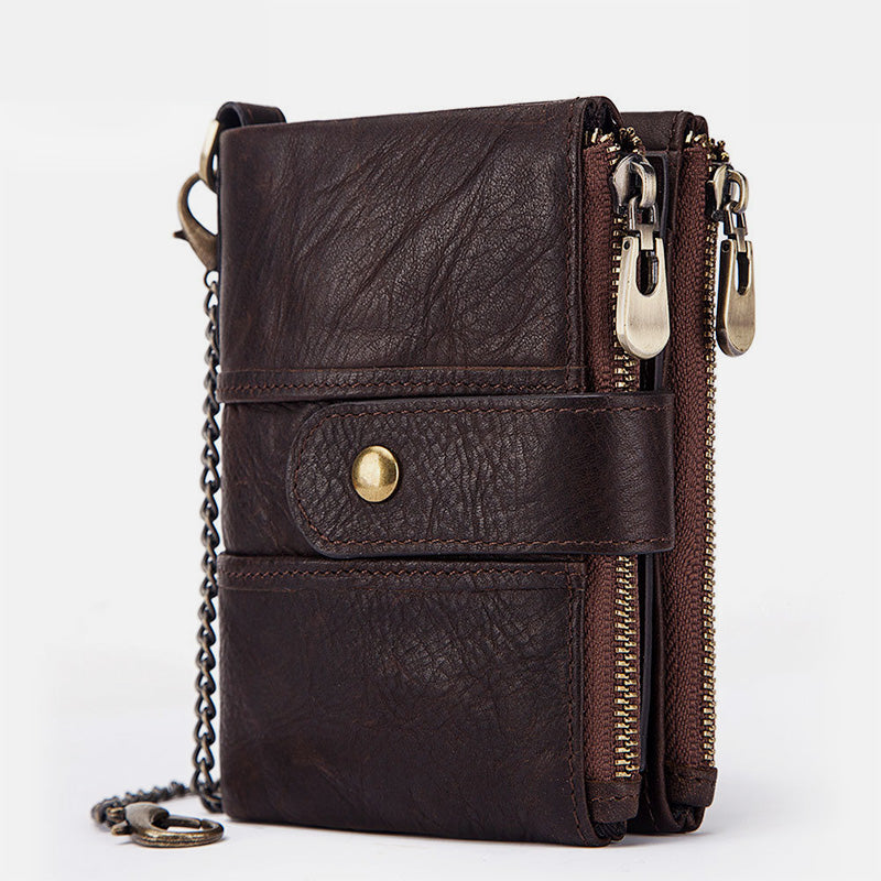 GenuineLeather Anti-theft Retro Wallet With Chain