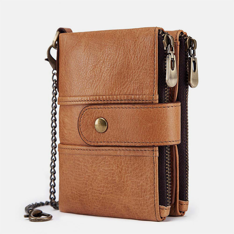 GenuineLeather Anti-theft Retro Wallet With Chain