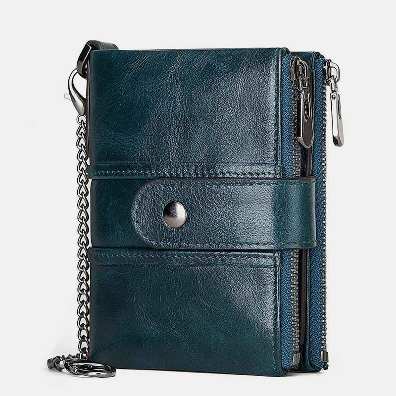 GenuineLeather Anti-theft Retro Wallet With Chain