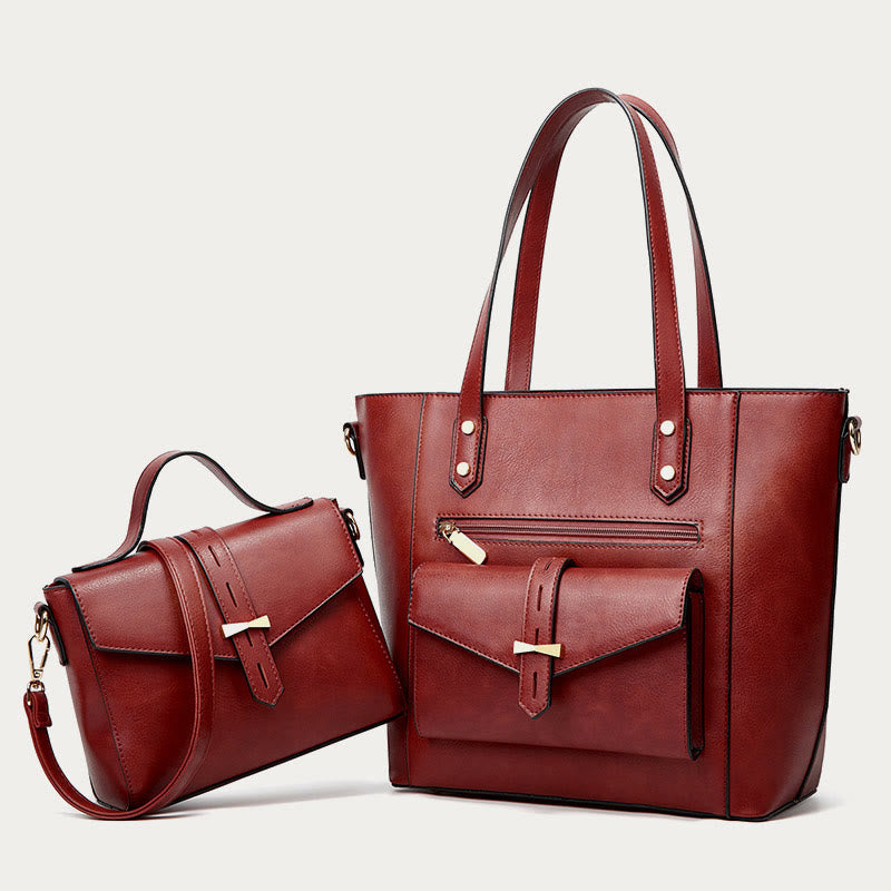 Bag Set For Women Large Capacity Tote Crossbody Leather Bag