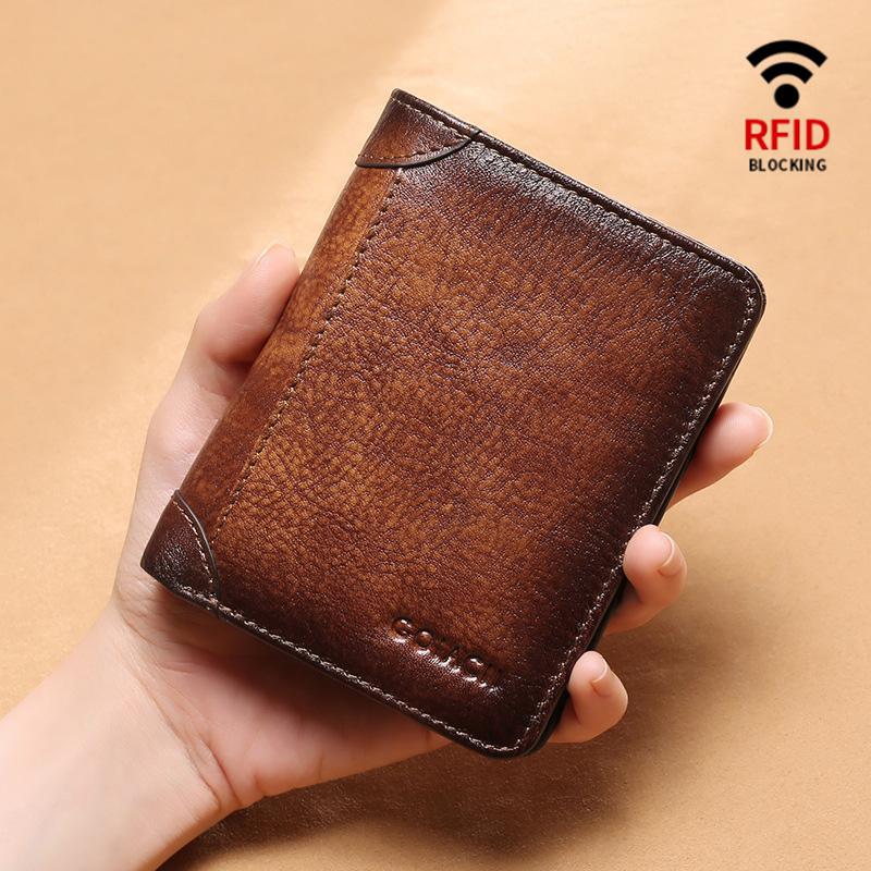 GenuineLeather RFID Multi-Card Bifold Wallet