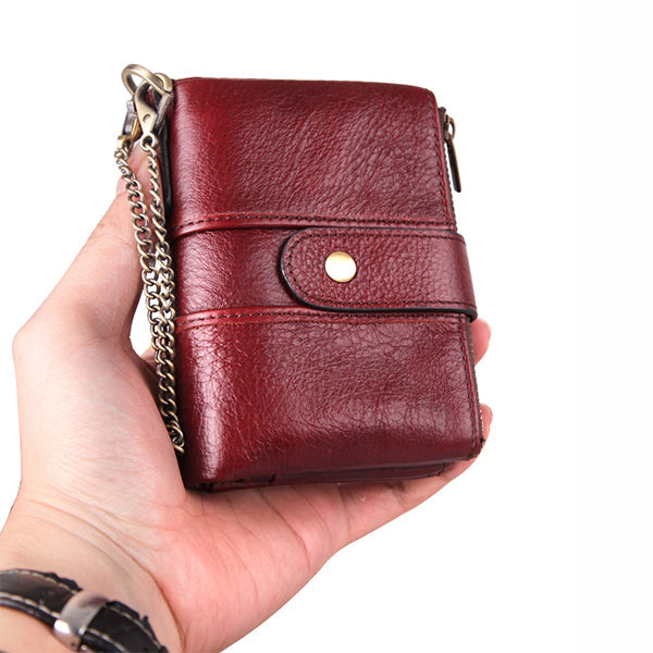 GenuineLeather Anti-theft Retro Wallet With Chain