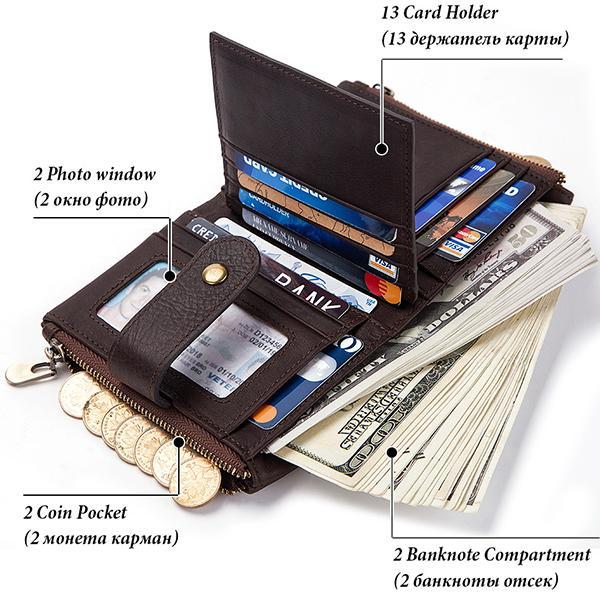 GenuineLeather Anti-theft Retro Wallet With Chain