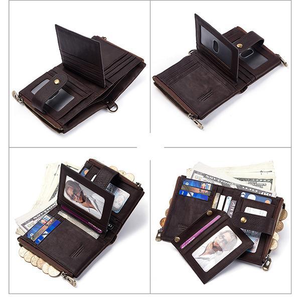 GenuineLeather Anti-theft Retro Wallet With Chain