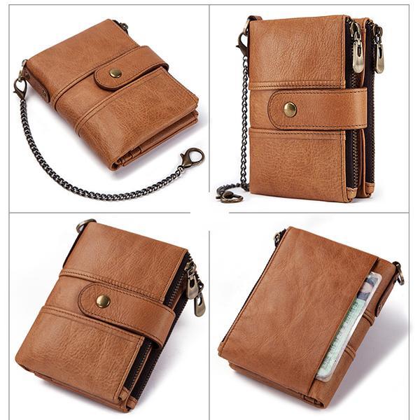 GenuineLeather Anti-theft Retro Wallet With Chain