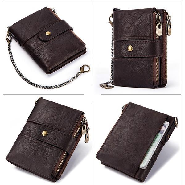 GenuineLeather Anti-theft Retro Wallet With Chain