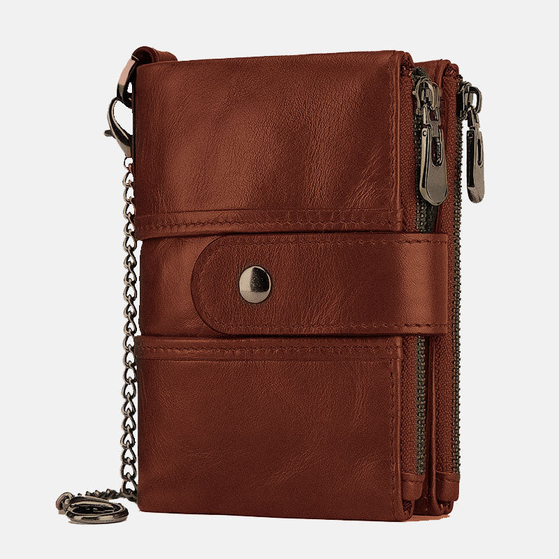 GenuineLeather Anti-theft Retro Wallet With Chain