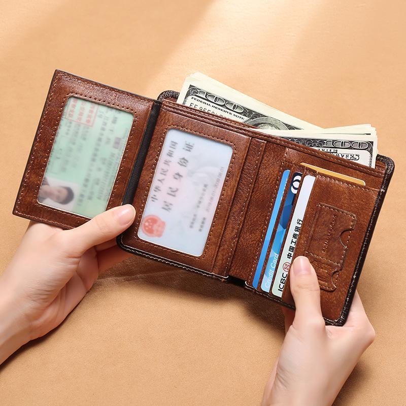 GenuineLeather RFID Multi-Card Bifold Wallet